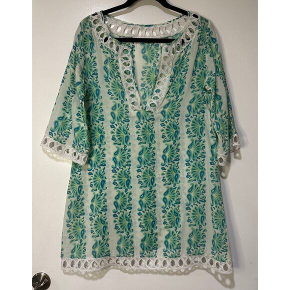 Calypso Christiane Celle Women's Size 2 Cotton Tunic Cover Up Top Vintage Multi - Picture 1 of 13